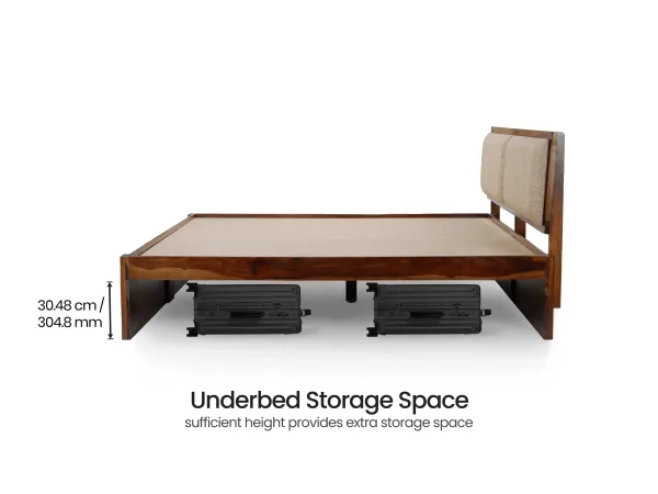 Vesta Solid Wood King Size Double Bed With Premium Foam Mattress King 78X72X4